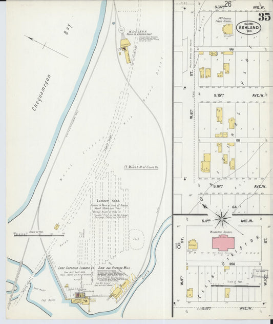 Sanborn Fire Insurance Map from Ashland, Ashland County, Wisconsin (1901), Sheet #0035 - Historic Sanborn Fire Insurance Map Print, vintage old map wall art, antique decor, genealogy gift, Wisconsin Wisconsin map
