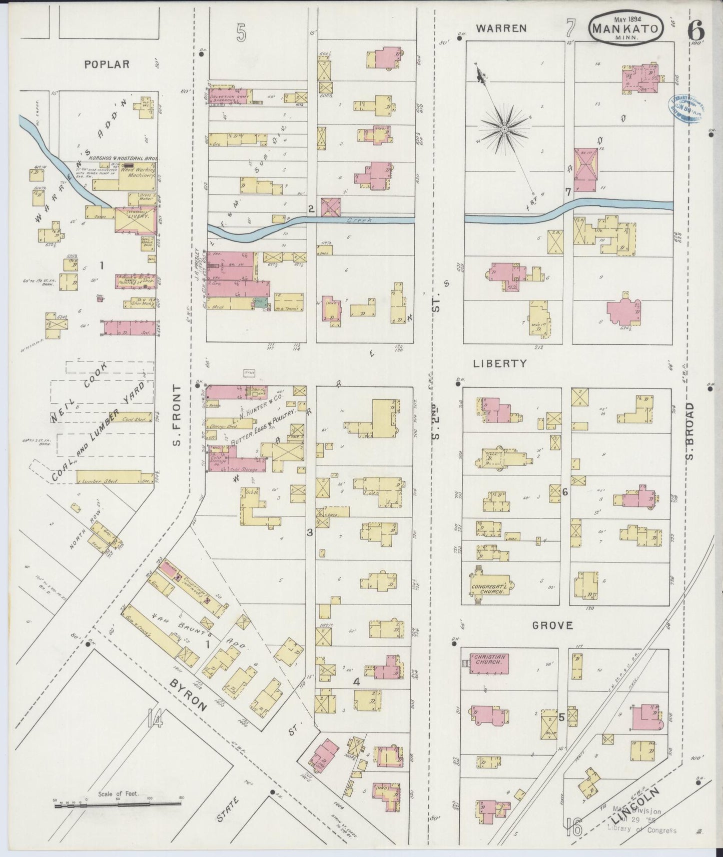 Sanborn Fire Insurance Map from Mankato, Blue Earth County, Minnesota (1894), Sheet #0006 - Complete Map Set gallery image, historic Sanborn map, vintage wall art, Minnesota Minnesota