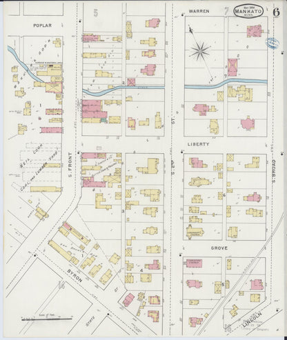Sanborn Fire Insurance Map from Mankato, Blue Earth County, Minnesota (1894), Sheet #0006 - Complete Map Set gallery image, historic Sanborn map, vintage wall art, Minnesota Minnesota