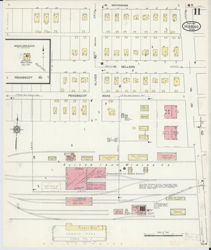 Sanborn Fire Insurance Map from Hibbing, Saint Louis County, Minnesota (1913), Sheet #0011 - Complete Map Set gallery image, historic Sanborn map, vintage wall art, Minnesota Minnesota