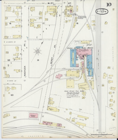 Sanborn Fire Insurance Map from Dixon, Lee County, Illinois (1891), Sheet #0010 - Historic Sanborn Fire Insurance Map Print, vintage old map wall art, antique decor, genealogy gift, Illinois Illinois map