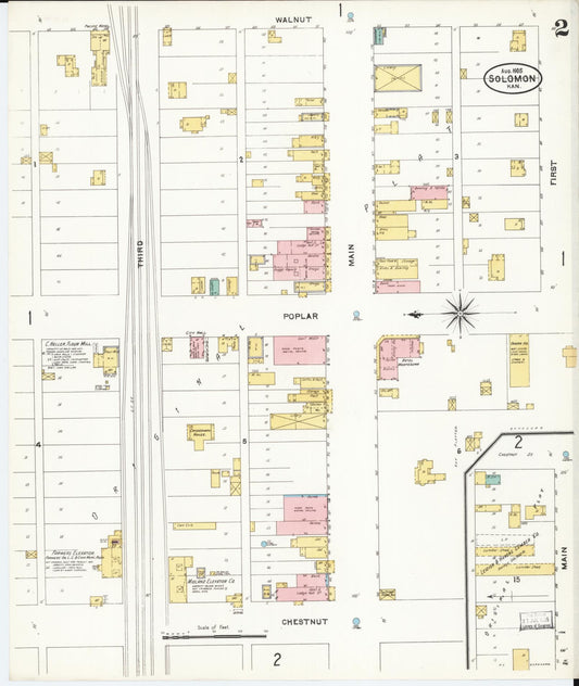Sanborn Fire Insurance Map from Solomon, Dickinson County, Kansas (1905), Sheet #0002 - Historic Sanborn Fire Insurance Map Print, vintage old map wall art, antique decor, genealogy gift, Kansas Kansas map