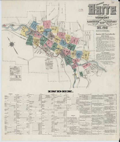 Sanborn Fire Insurance Map from Barre, Washington County, Vermont (1910), Sheet #0001 - Complete Map Set gallery image, historic Sanborn map, vintage wall art, Vermont Vermont