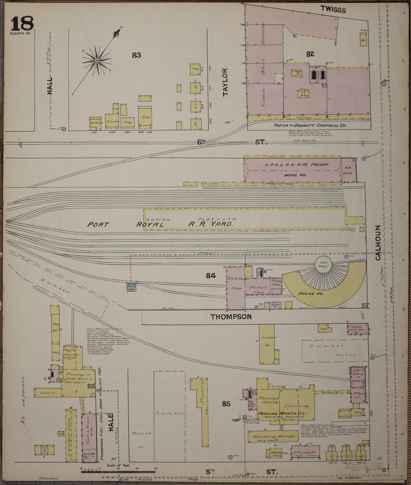 Sanborn Fire Insurance Map from Augusta, Richmond County, Georgia (1890), Sheet #0018 - Complete Map Set gallery image, historic Sanborn map, vintage wall art, Georgia Georgia