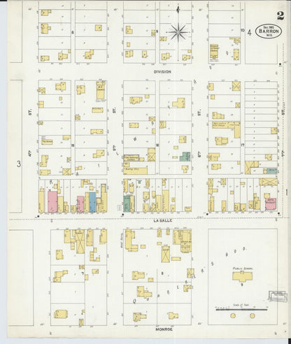 Sanborn Fire Insurance Map from Barron, Barron County, Wisconsin (1892), Sheet #0002 - Complete Map Set gallery image, historic Sanborn map, vintage wall art, Wisconsin Wisconsin
