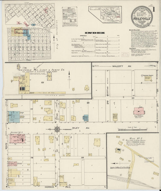 Sanborn Fire Insurance Map from Hailyville, Pittsburg County, Oklahoma (1914), Sheet #0001 - Historic Sanborn Fire Insurance Map Print, vintage old map wall art, antique decor, genealogy gift, Oklahoma Oklahoma map