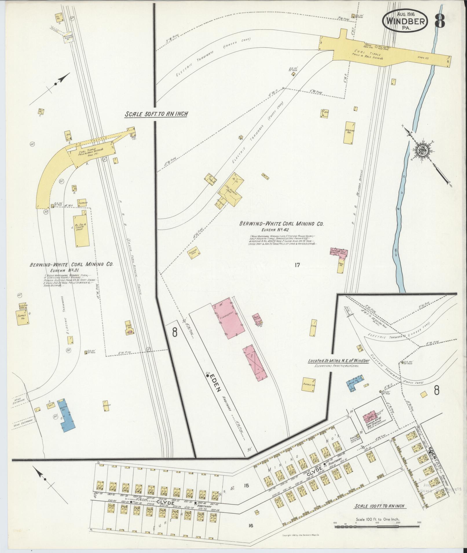 Sanborn Fire Insurance Map from Windber, Somerset County, Pennsylvania (1916), Sheet #0008 - Complete Map Set gallery image, historic Sanborn map, vintage wall art, Pennsylvania Pennsylvania