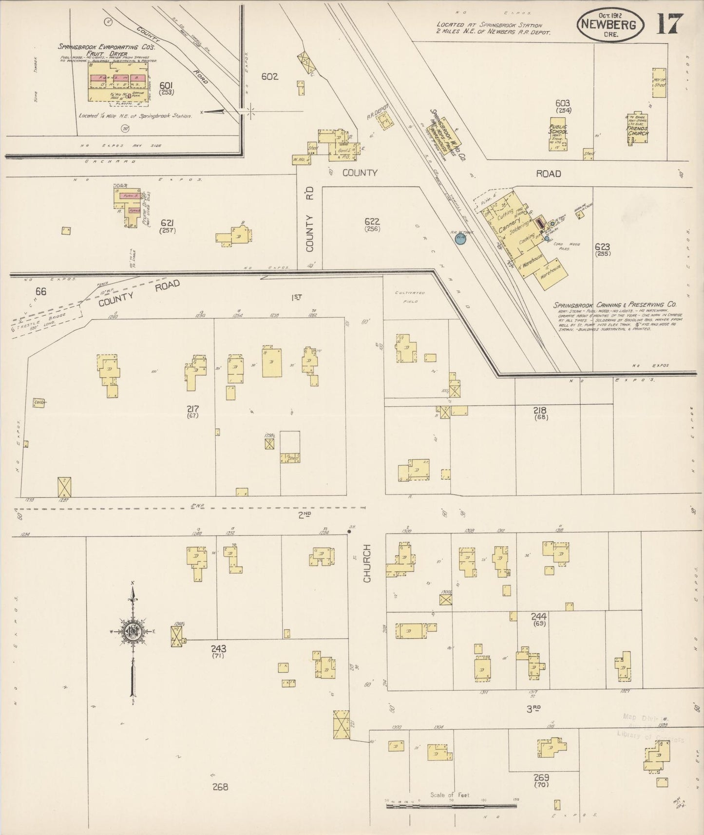 Sanborn Fire Insurance Map from Newberg, Yamhill County, Oregon (1912), Sheet #0017 - Complete Map Set gallery image, historic Sanborn map, vintage wall art, Oregon Oregon