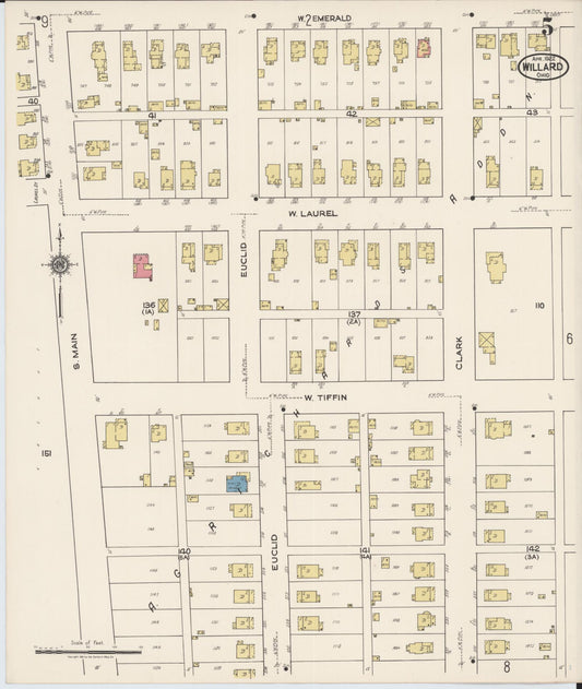 Sanborn Fire Insurance Map from Willard, Huron County, Ohio (1922), Sheet #0005 - Historic Sanborn Fire Insurance Map Print, vintage old map wall art, antique decor, genealogy gift, Ohio Ohio map
