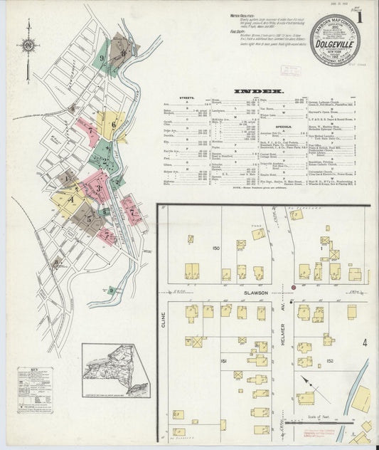 Sanborn Fire Insurance Map from Dolgeville, Hirkimer County, New York (1912), Sheet #0001 - Complete Map Set gallery image, historic Sanborn map, vintage wall art, New York New York
