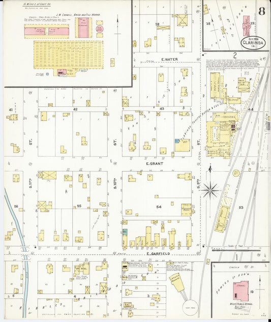 Sanborn Fire Insurance Map from Clarinda, Page County, Iowa (1906), Sheet #0008 - Historic Sanborn Fire Insurance Map Print, vintage old map wall art