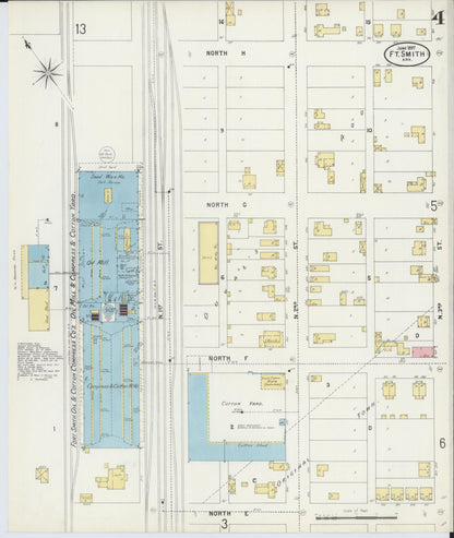Sanborn Fire Insurance Map from Fort Smith, Sebastian County, Arkansas (1897), Sheet #0004 - Complete Map Set gallery image, historic Sanborn map, vintage wall art, Arkansas Arkansas