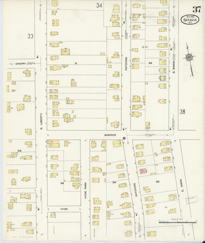 Sanborn Fire Insurance Map from Batavia, Genesee County, New York (1912), Sheet #0037 - Complete Map Set gallery image, historic Sanborn map, vintage wall art, New York New York