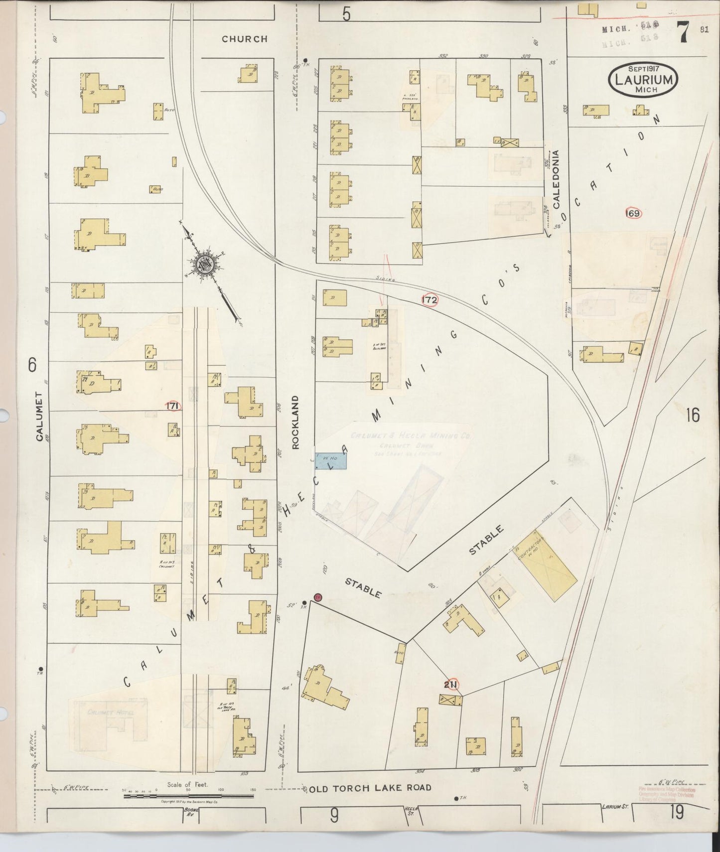 Sanborn Fire Insurance Map from Laurium, Houghton County, Michigan (1949), Sheet #0007 - Complete Map Set gallery image, historic Sanborn map, vintage wall art, Michigan Michigan