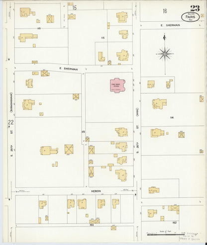 Sanborn Fire Insurance Map from Paris, Lamar County, Texas (1908), Sheet #0023 - Complete Map Set gallery image, historic Sanborn map, vintage wall art, Texas Texas