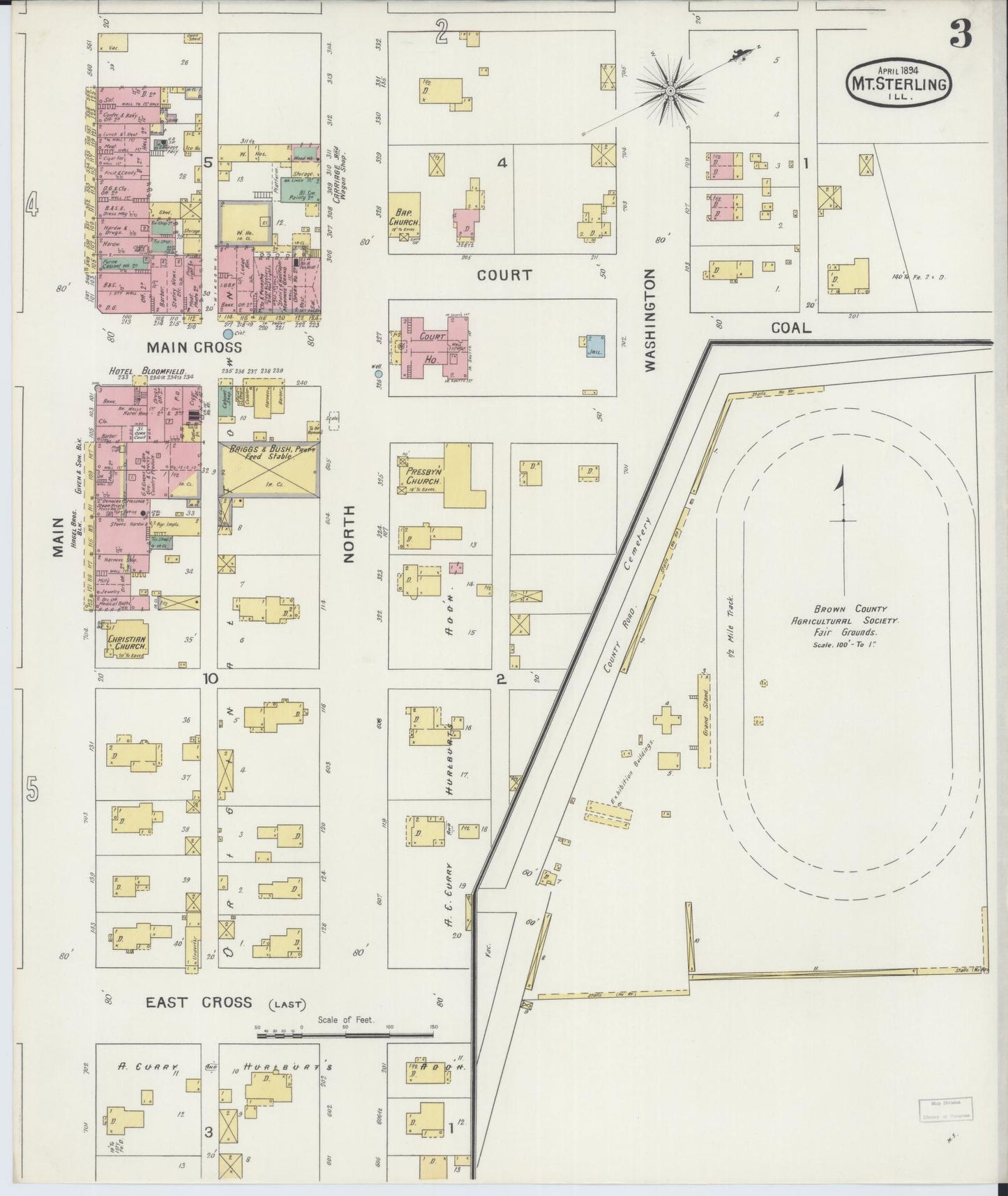 Sanborn Fire Insurance Map from Mount Sterling, Brown County, Illinois (1894), Sheet #0003 - Complete Map Set gallery image, historic Sanborn map, vintage wall art, Illinois Illinois