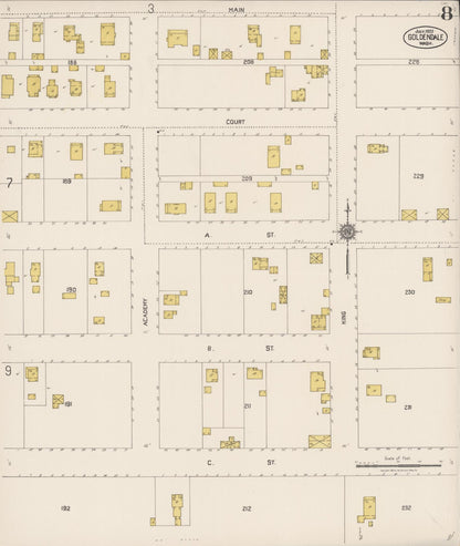 Sanborn Fire Insurance Map from Goldendale, Klickitat County, Washington (1922), Sheet #0008 - Complete Map Set gallery image, historic Sanborn map, vintage wall art, Washington Washington