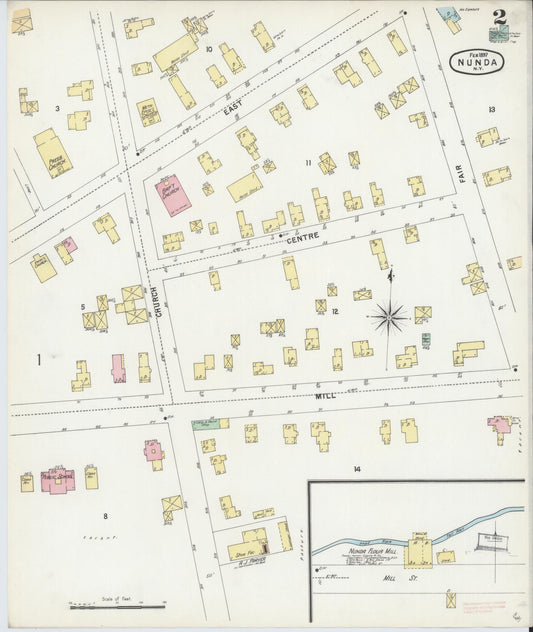Sanborn Fire Insurance Map from Nunda, Livingston County, New York (1897), Sheet #0002 - Historic Sanborn Fire Insurance Map Print, vintage old map wall art, antique decor, genealogy gift, New York New York map
