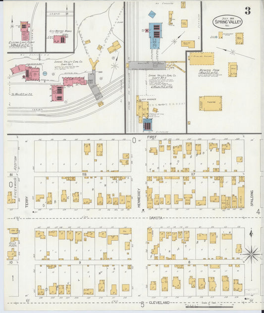 Sanborn Fire Insurance Map from Spring Valley, Bureau County, Illinois (1906), Sheet #0003 - Historic Sanborn Fire Insurance Map Print, vintage old map wall art, antique decor, genealogy gift, Illinois Illinois map