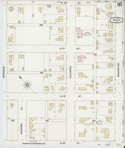 Sanborn Fire Insurance Map from Waco, McLennan County, Texas (1889), Sheet #0016 - Complete Map Set gallery image, historic Sanborn map, vintage wall art, Texas Texas