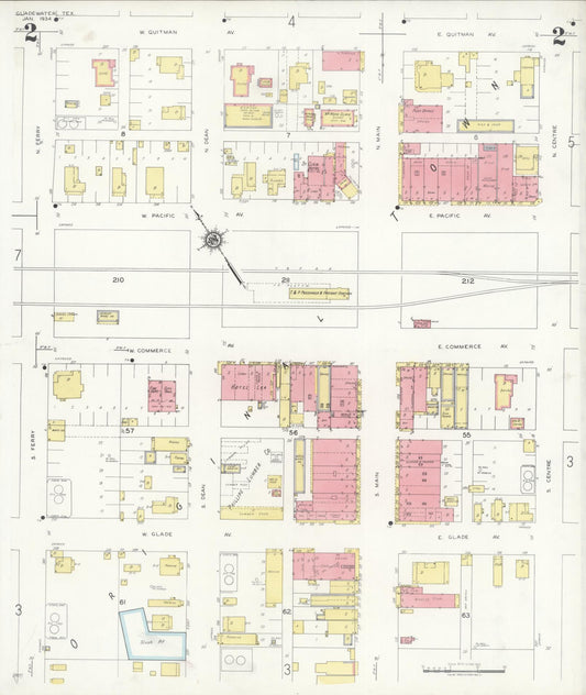 Sanborn Fire Insurance Map from Gladewater, Gregg County, Texas (1934), Sheet #0002 - Historic Sanborn Fire Insurance Map Print, vintage old map wall art, antique decor, genealogy gift, Texas Texas map