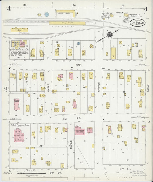 Sanborn Fire Insurance Map from Le Sueur, Le Sueur County, Minnesota (1924), Sheet #0004 - Historic Sanborn Fire Insurance Map Print, vintage old map wall art, antique decor, genealogy gift, Minnesota Minnesota map
