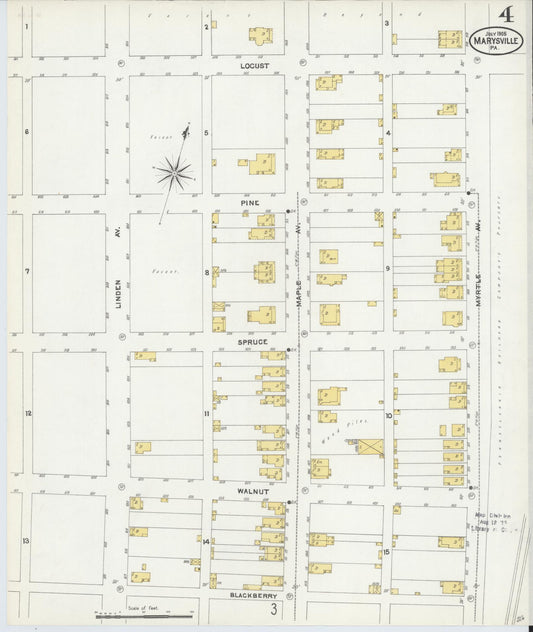 Sanborn Fire Insurance Map from Marysville, Perry County, Pennsylvania (1905), Sheet #0004 - Historic Sanborn Fire Insurance Map Print, vintage old map wall art, antique decor, genealogy gift, Pennsylvania Pennsylvania map