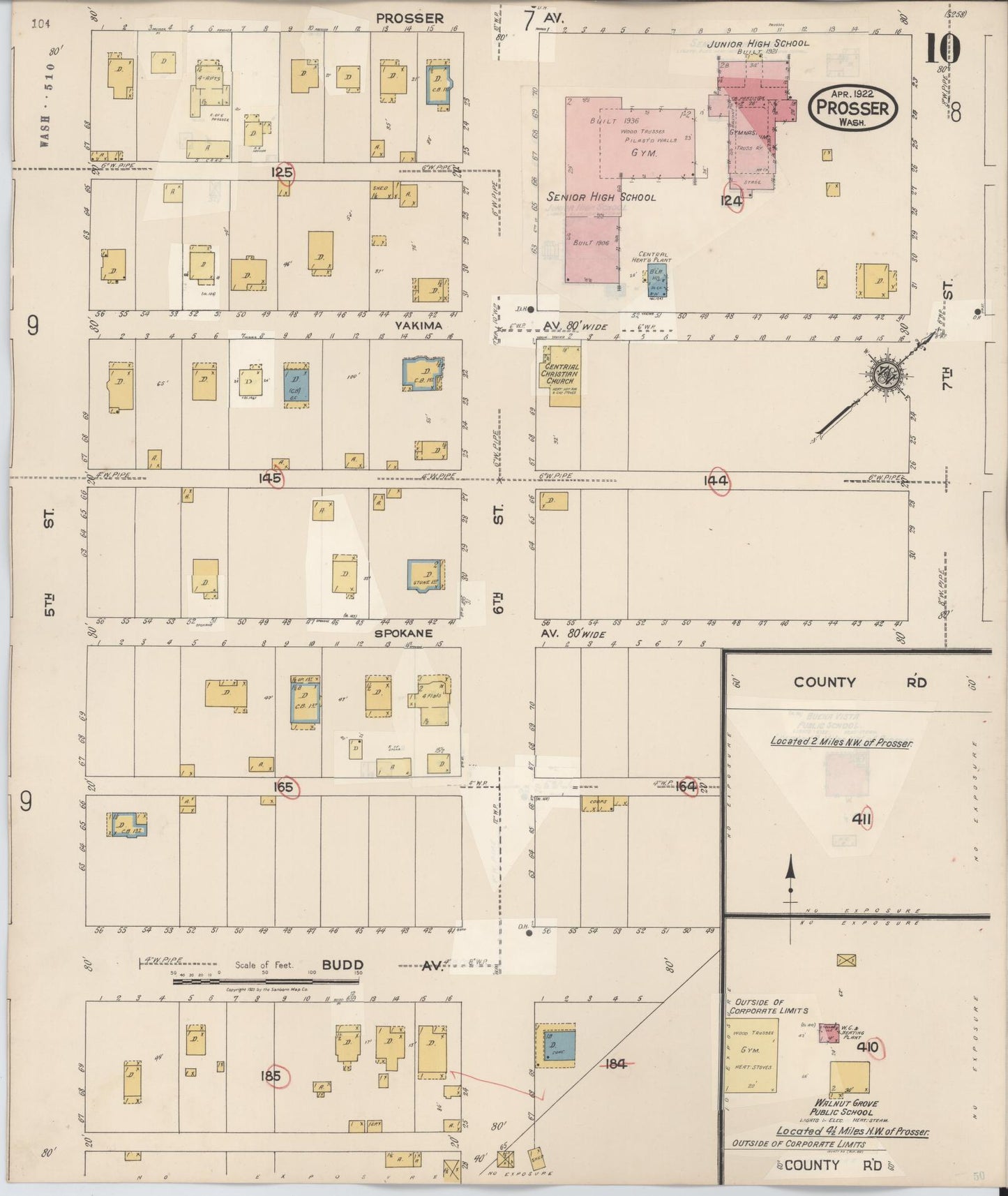Sanborn Fire Insurance Map from Prosser, Benton County, Washington (1944), Sheet #0010 - Complete Map Set gallery image, historic Sanborn map, vintage wall art, Washington Washington