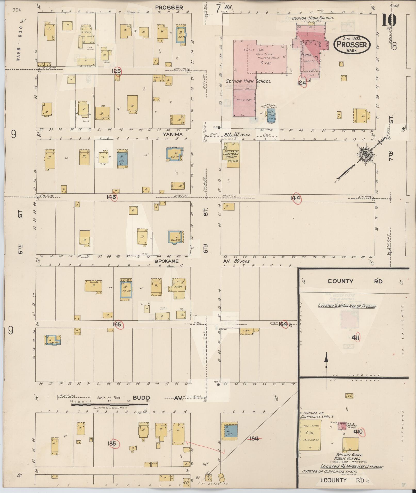 Sanborn Fire Insurance Map from Prosser, Benton County, Washington (1944), Sheet #0010 - Complete Map Set gallery image, historic Sanborn map, vintage wall art, Washington Washington