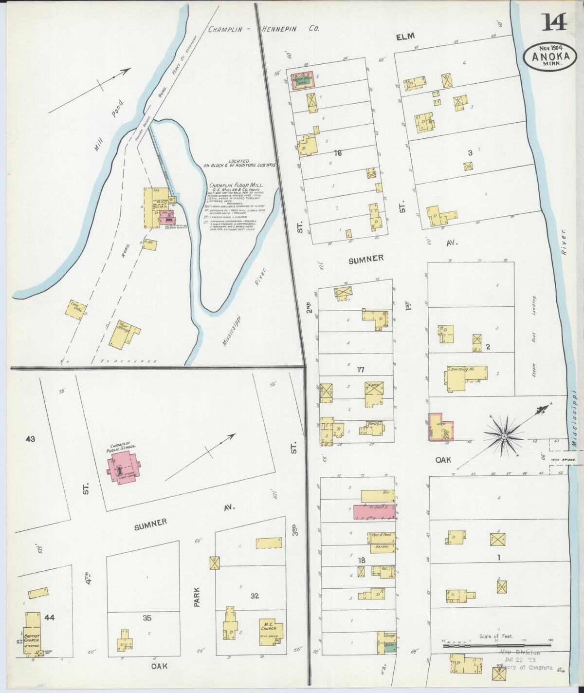 Sanborn Fire Insurance Map from Anoka, Anoka County, Minnesota (1904), Sheet #0014 - Complete Map Set gallery image, historic Sanborn map, vintage wall art, Minnesota Minnesota