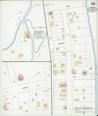 Sanborn Fire Insurance Map from Anoka, Anoka County, Minnesota (1904), Sheet #0014 - Complete Map Set gallery image, historic Sanborn map, vintage wall art, Minnesota Minnesota