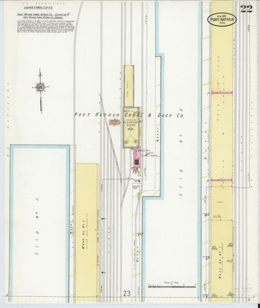 Sanborn Fire Insurance Map from Port Arthur, Jefferson County, Texas (1910), Sheet #0022 - Historic Sanborn Fire Insurance Map Print, vintage old map wall art, antique decor, genealogy gift, Texas Texas map