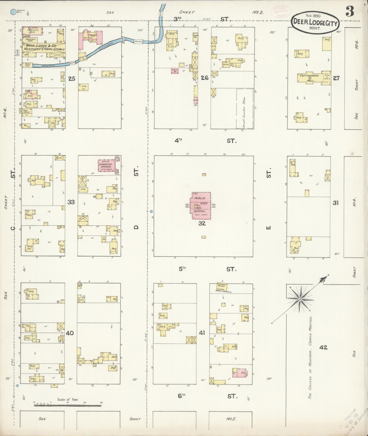 Sanborn Fire Insurance Map from Deer Lodge, Powell County, Montana (1890), Sheet #0003 - Complete Map Set gallery image, historic Sanborn map, vintage wall art, Montana Montana