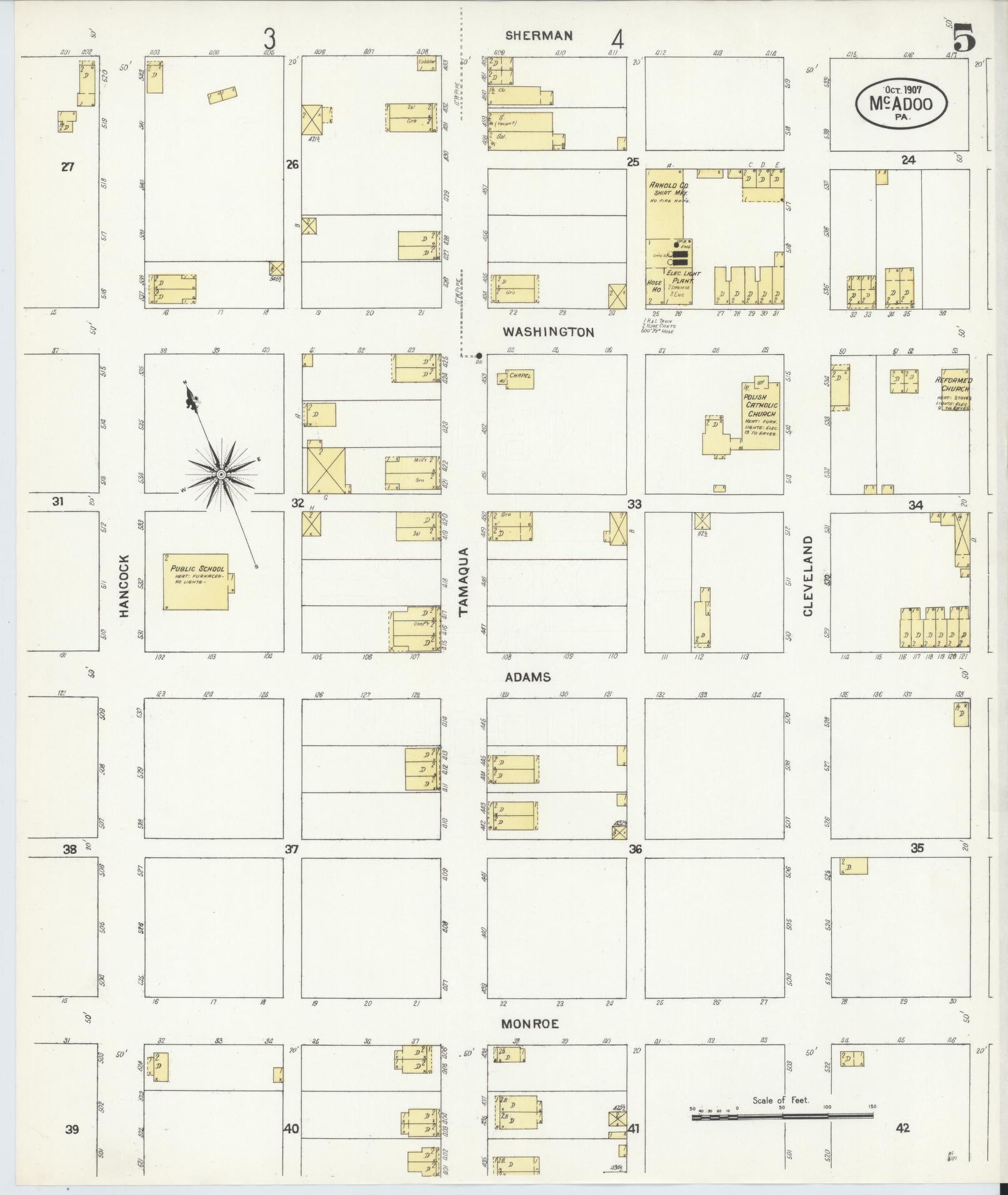 Sanborn Fire Insurance Map from McAdoo, Schuylkill County, Pennsylvania (1907), Sheet #0005 - Historic Sanborn Fire Insurance Map Print, vintage old map wall art, antique decor, genealogy gift, Pennsylvania Pennsylvania map