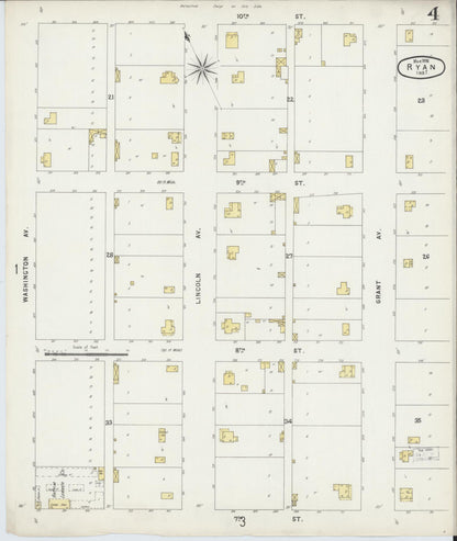 Sanborn Fire Insurance Map from Ryan, Jefferson County, Oklahoma (1896), Sheet #0004 - Complete Map Set gallery image, historic Sanborn map, vintage wall art, Oklahoma Oklahoma