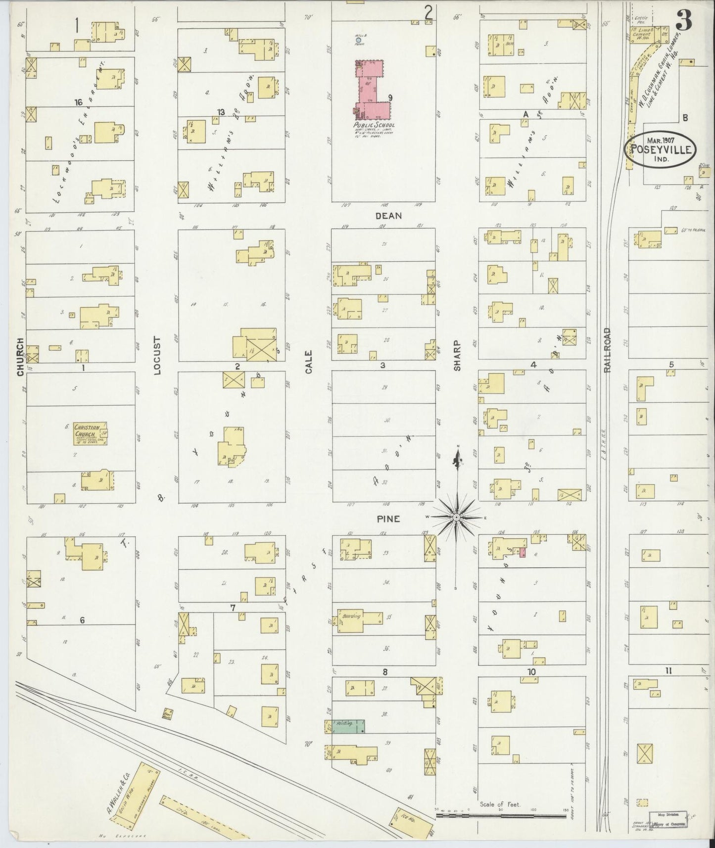Sanborn Fire Insurance Map from Poseyville, Posey County, Indiana (1907), Sheet #0003 - Complete Map Set gallery image, historic Sanborn map, vintage wall art, Indiana Indiana