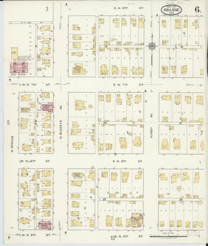Sanborn Fire Insurance Map from Abilene, Dickinson County, Kansas (1917), Sheet #0006 - Complete Map Set gallery image, historic Sanborn map, vintage wall art, Kansas Kansas