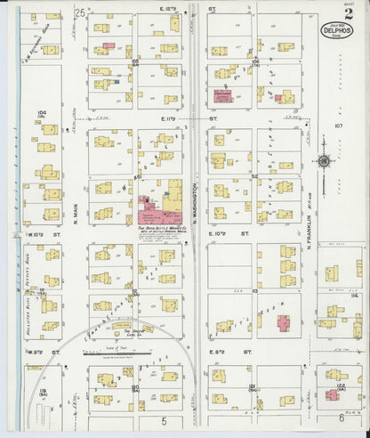 Sanborn Fire Insurance Map from Delphos, Van Wert And Allen Counties, Ohio (1921), Sheet #0002 - Historic Sanborn Fire Insurance Map Print, vintage old map wall art, antique decor, genealogy gift, Ohio Ohio map