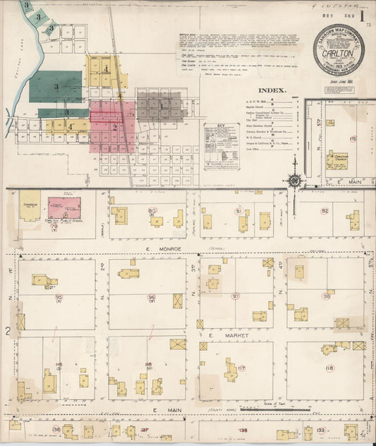 Sanborn Fire Insurance Map from Carlton, Yamhill County, Oregon (1931), Sheet #0001 - Historic Sanborn Fire Insurance Map Print, vintage old map wall art, antique decor, genealogy gift, Oregon Oregon map