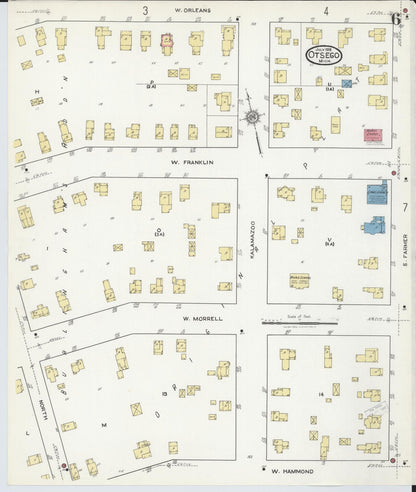 Sanborn Fire Insurance Map from Otsego, Allegan County, Michigan (1918), Sheet #0006 - Complete Map Set gallery image, historic Sanborn map, vintage wall art, Michigan Michigan