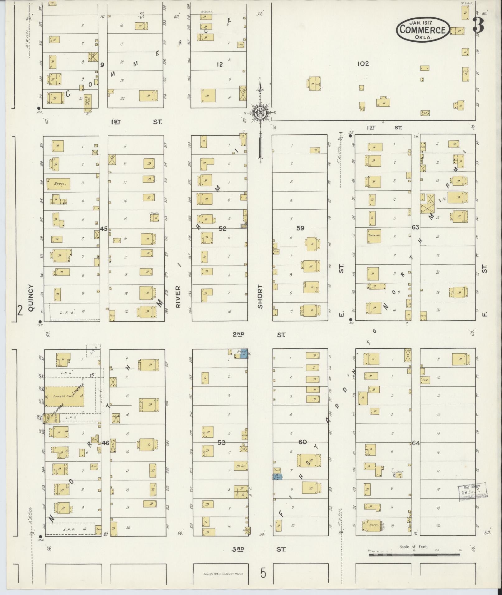 Sanborn Fire Insurance Map from Commerce, Ottawa County, Oklahoma (1917), Sheet #0003 - Complete Map Set gallery image, historic Sanborn map, vintage wall art, Oklahoma Oklahoma