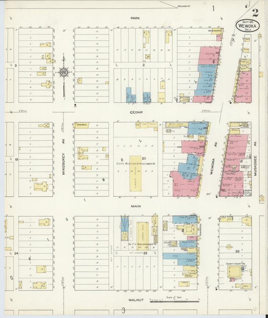 Sanborn Fire Insurance Map from Wewoka, Seminole County, Oklahoma (1913), Sheet #0002 - Historic Sanborn Fire Insurance Map Print, vintage old map wall art, antique decor, genealogy gift, Oklahoma Oklahoma map