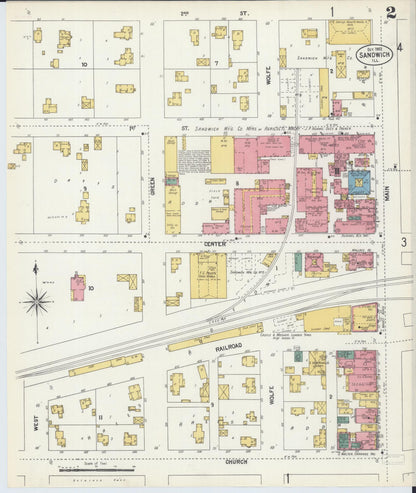 Sanborn Fire Insurance Map from Sandwich, De Kalb County, Illinois (1902), Sheet #0002 - Complete Map Set gallery image, historic Sanborn map, vintage wall art, Illinois Illinois