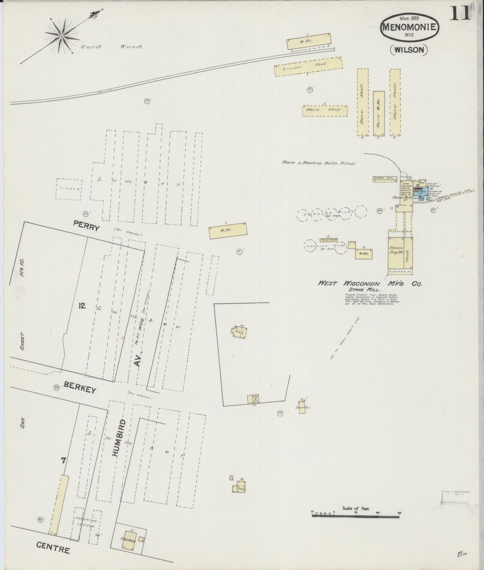 Sanborn Fire Insurance Map from Menomonie, Dunn County, Wisconsin (1889), Sheet #0011 - Historic Sanborn Fire Insurance Map Print, vintage old map wall art, antique decor, genealogy gift, Wisconsin Wisconsin map