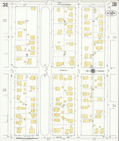 Sanborn Fire Insurance Map from Olympia, Thurston County, Washington (1924), Sheet #0031 - Complete Map Set gallery image, historic Sanborn map, vintage wall art, Washington Washington