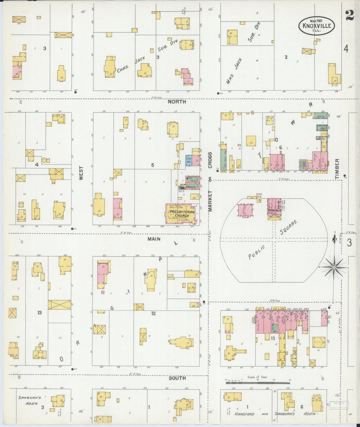 Sanborn Fire Insurance Map from Knoxville, Knox County, Illinois (1901), Sheet #0002 - Complete Map Set gallery image, historic Sanborn map, vintage wall art, Illinois Illinois
