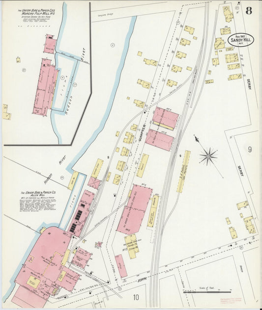 Sanborn Fire Insurance Map from Sandy Hill, Washington County, New York (1907), Sheet #0008 - Historic Sanborn Fire Insurance Map Print, vintage old map wall art, antique decor, genealogy gift, New York New York map