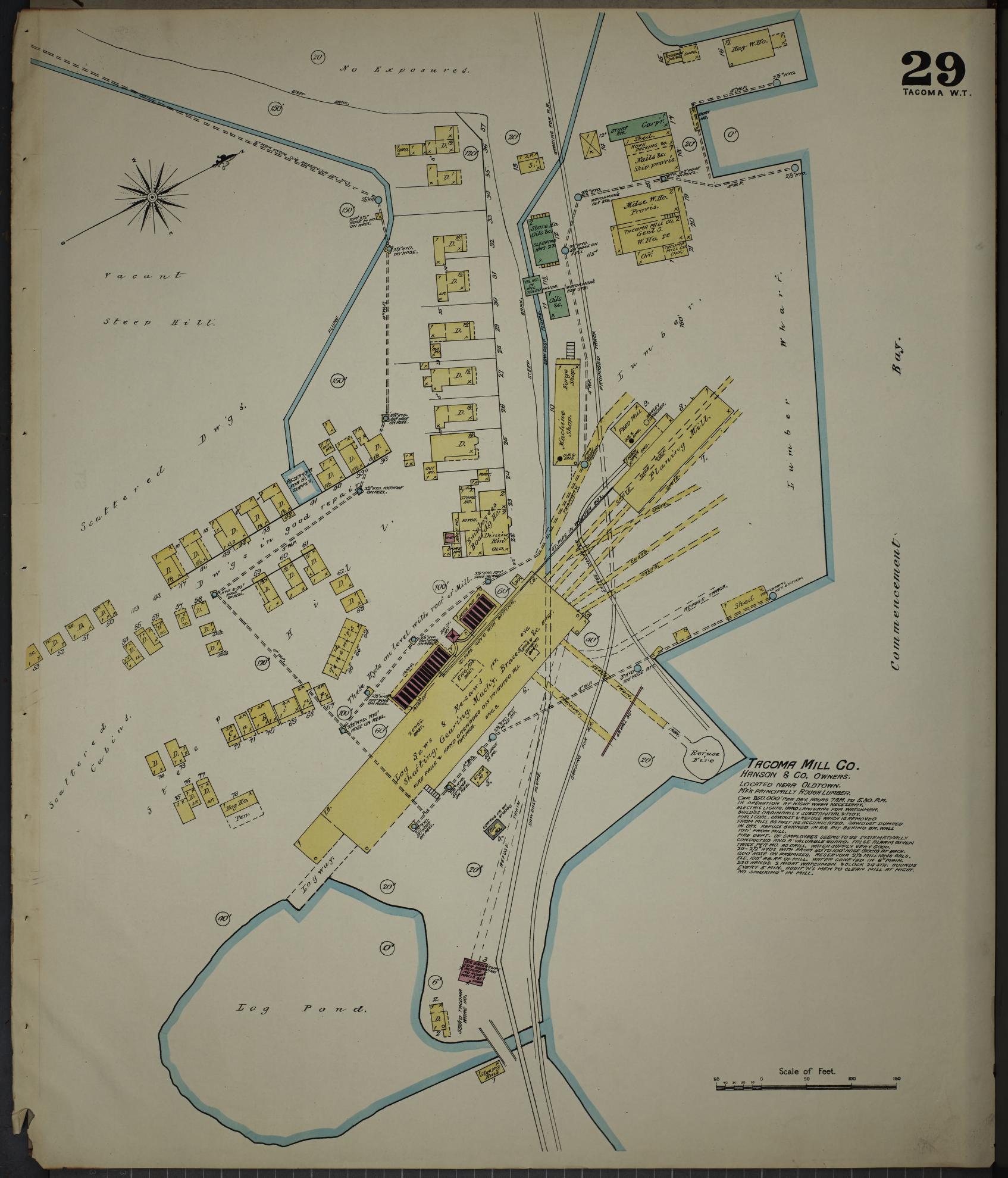 Sanborn Fire Insurance Map from Tacoma, Pierce County, Washington (1888), Sheet #0029 - Complete Map Set gallery image, historic Sanborn map, vintage wall art, Washington Washington