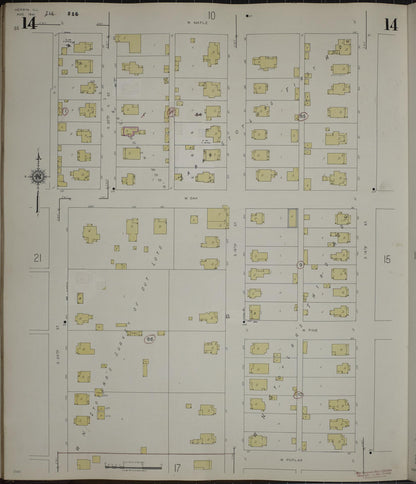 Sanborn Fire Insurance Map from Herrin, Williamson County, Illinois (1947), Sheet #0014 - Historic Sanborn Fire Insurance Map Print, vintage old map wall art, antique decor, genealogy gift, Illinois Illinois map