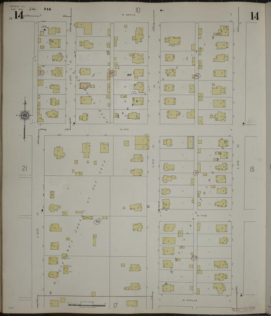 Sanborn Fire Insurance Map from Herrin, Williamson County, Illinois (1947), Sheet #0014 - Historic Sanborn Fire Insurance Map Print, vintage old map wall art, antique decor, genealogy gift, Illinois Illinois map